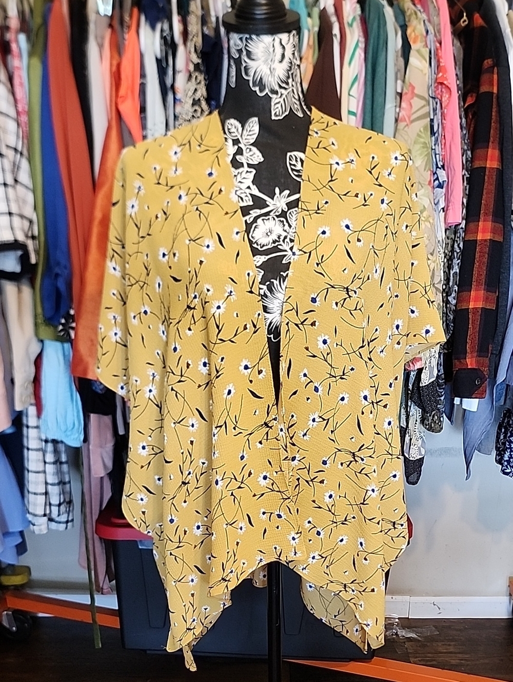 Source Unknown Yellow Floral Open-Front Tunic